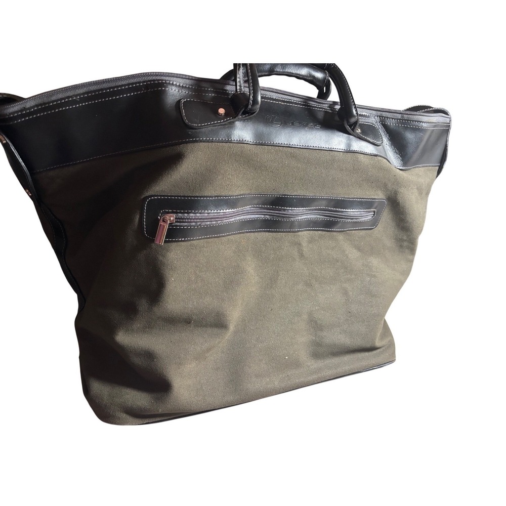 Lexus Canvas Duffel Bag Weekend Travel Luggage Olive Green Black Quiet Luxury
